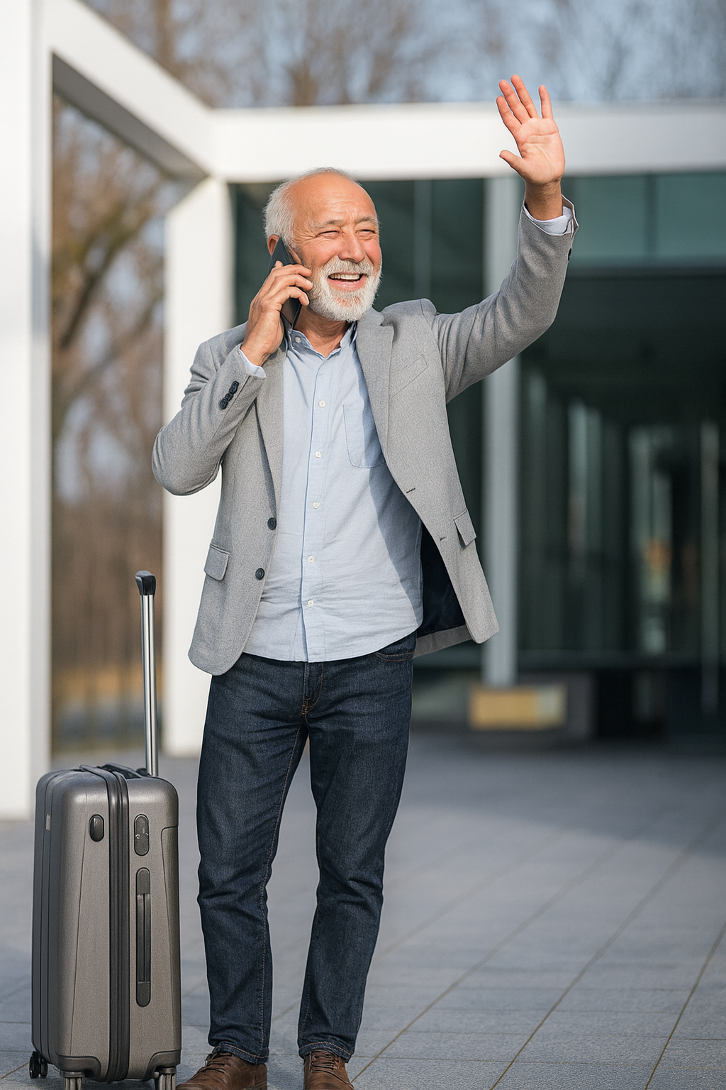 Zakelijke reiziger die een Schiphol taxi van GoSchiphol.nl bestelt
